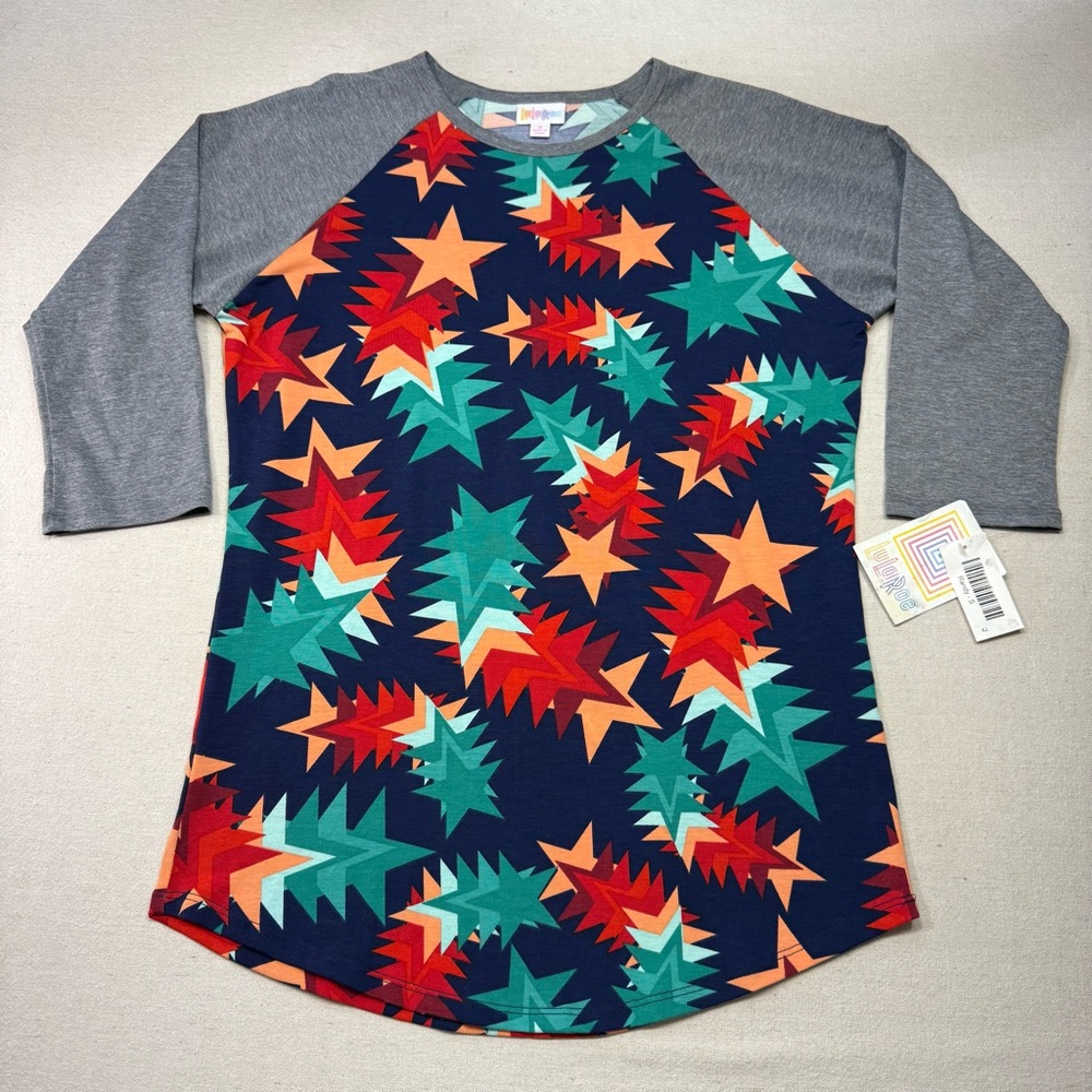 🤠 3/$20 LuLaRoe - Randy - Colorful Star Raglan Sleeve Top - NWT - Size Small